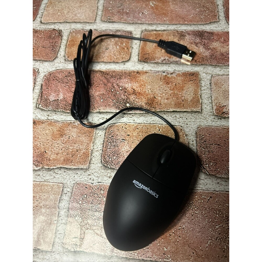 AmazonBasics 3-Button USB Wired Computer Mouse (Black)